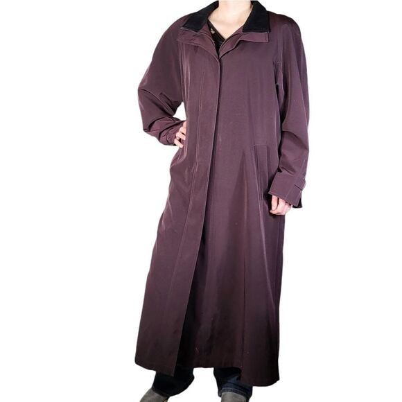 Portrait Plus Size Vintage Burgundy Trench Coat - Picture 1 of 7